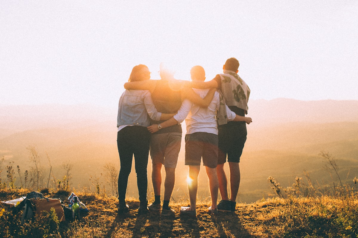 People outdoors celebrating together